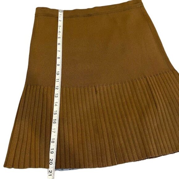 Exclusively Misook Vintage Golden Brown Pleated Skirt Pull On Size Medium - Picture 6 of 7